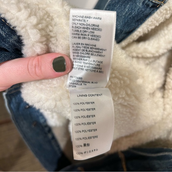 Able Adriena Blue Jean Jacket Shearling Collar XL - Picture 7 of 8